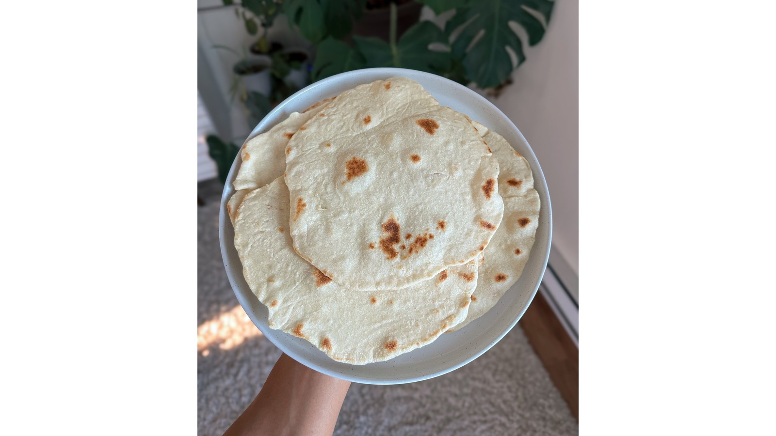 Five-ingredient homemade flour tortillas — 10 minutes to prep, no preservatives or gums
