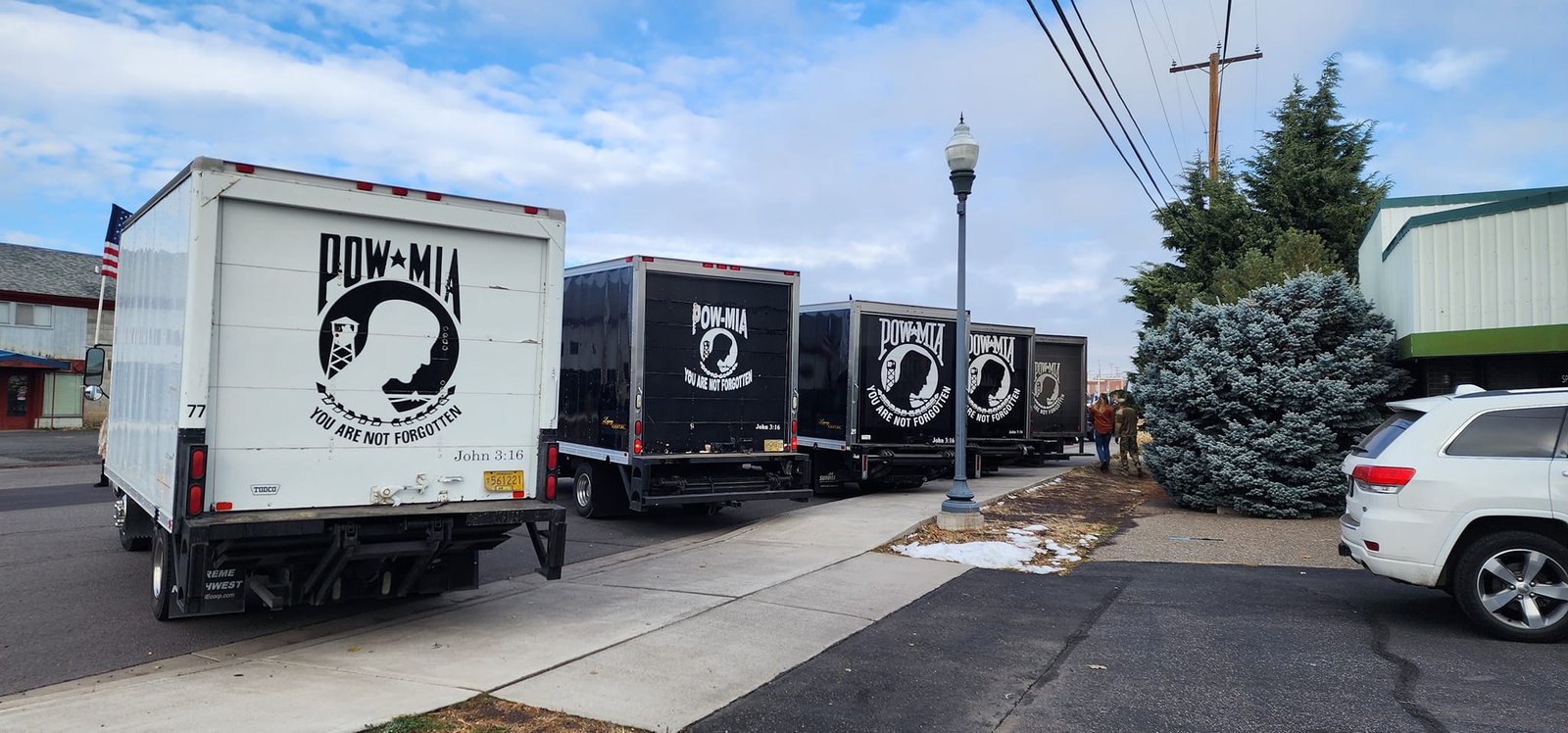 Ken and Pam Padilla's Legacy Furniture trucks bear the POW/MIA flag — a tribute to U.S. personnel still missing and unaccounted for from the Vietnam War. The history, the symbol, and why one Klamath Falls business honors it on every delivery.