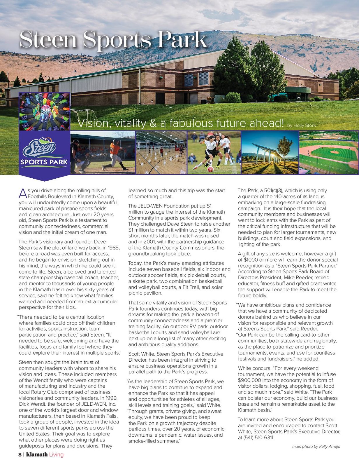 Steen Sports Park — founded on Dave Steen's 1985 vision, opened with JELD-WEN's Dick Wendt investment, now a 20+ year Klamath County community sports anchor